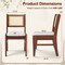 Set of 2 Rattan Back Dining Chairs with Padded Seats and Wooden Frame for Kitchen or Dining Room